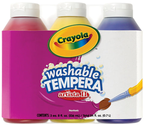 Crayola Artista II Washable Tempera Paint 8oz 3/Pkg