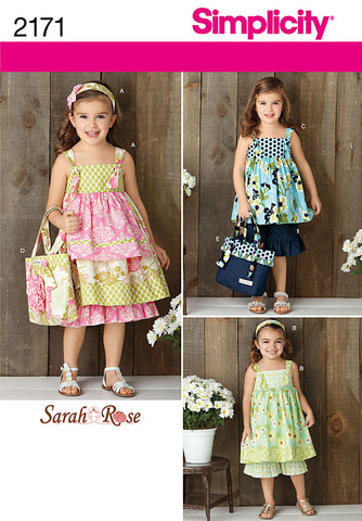 Simplicity Sarah Rose Girls Dress Top Pants Bag Headband