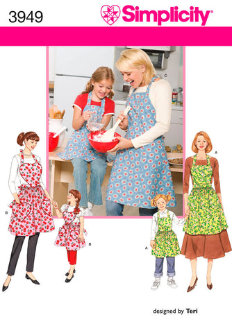 Simplicity Childs And Misses Aprons