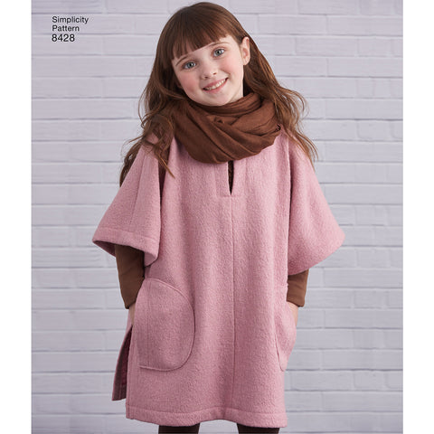 Simplicity Easy-To-Sew Girls Poncho In Two Lengths