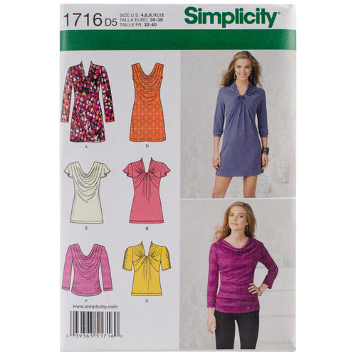 Simplicity Misses' Knit Top And Mini Dress