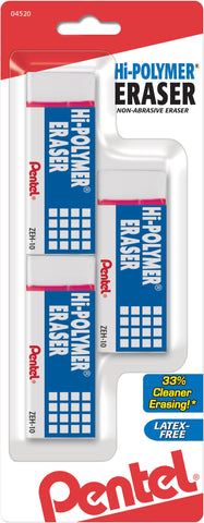 Hi-Polymer Block Erasers 1"X2.5"X.25" 3/Pkg