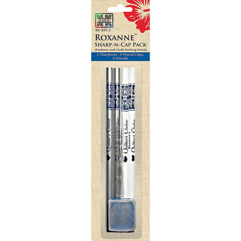 Roxanne Sharp-N-Cap Pencil Sharpener, 4 Pencil Caps & 4 Penc