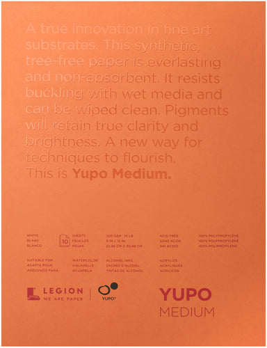 Yupo Medium Pads 9"X12" 10 Sheets/Pkg