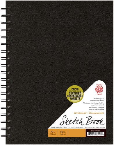 Pentalic Sketch Book, Wirebound, 7-Inch by 10-Inch