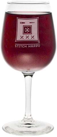 K1C2 Stitch Happy Wine Glass In Box 12oz