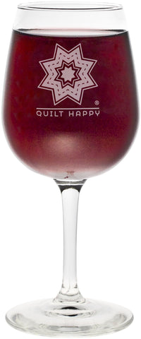K1C2 Quilt Happy Wine Glass In Box 12oz