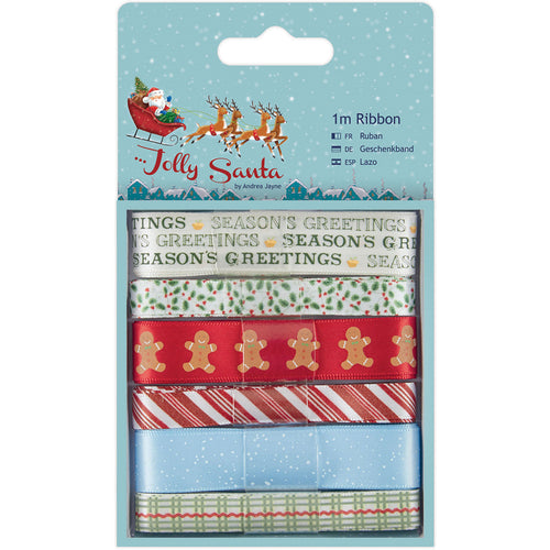 Papermania Jolly Santa Ribbon 1m 6/Pkg