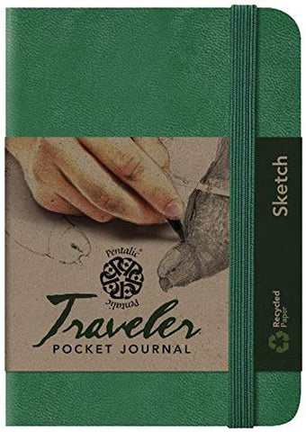 Pentalic Sketch Traveler Pocket Journal, 6" x 4", Green