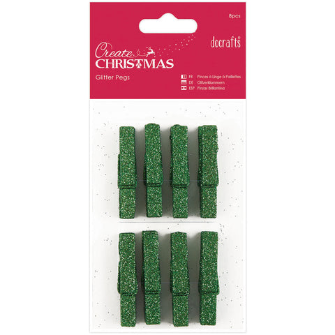 Papermania Create Christmas Glitter Pegs 8/Pkg
