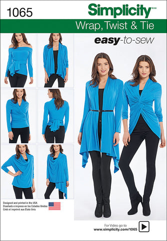 Simplicity Easy-To-Sew Misses Knit Wrap And Tie Cardigan