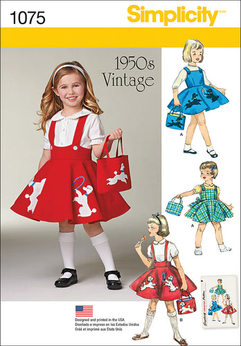 Simplicity Girls 1950S Vintage Jumper Skirt & Bag