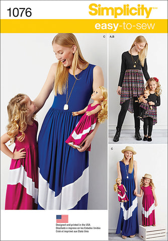 Simplicity Easy-To-Sew Girls Misses 18" Doll Maxi Dress