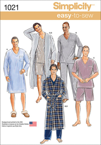 Simplicity Easy-To-Sew Mens Robe Nightshirt Or Pajamas