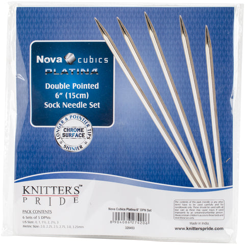 Knitter's Pride-Cubics Platina Double Pointed Needles Set 6"