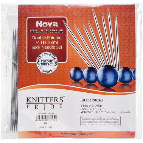 Knitter's Pride-Nova Platina Double Pointed Needles Set 5"