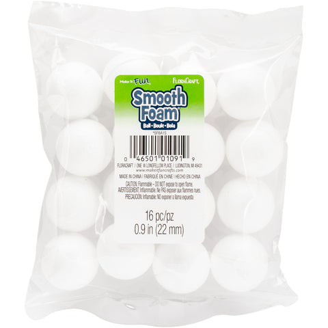 Smooth Styrofoam Balls 1" 16/Pkg