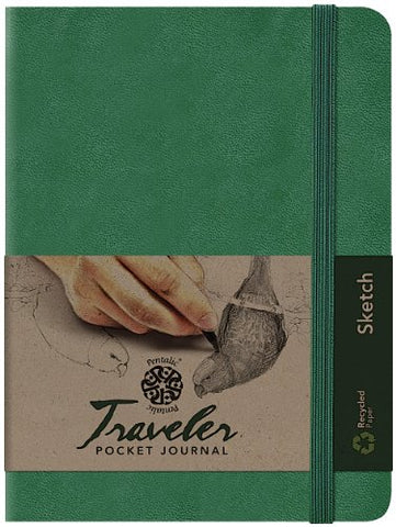 Pentalic Sketch Traveler Pocket Journal, 8" x 6", Green