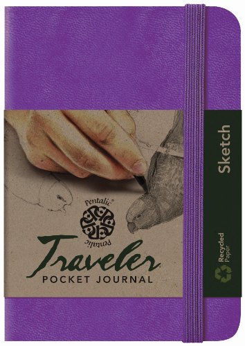 Pentalic Art Traveler Pocket Journal Sketch Book, 6" x 4", Purple