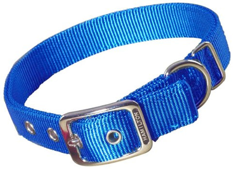 Hamilton Double Thick Nylon Deluxe Dog Collar, 1-Inch by 20-Inch, Blue