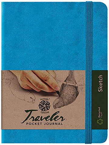 Pentalic Traveler Pocket Journal Sketch, 8" x 6", Bright Blue