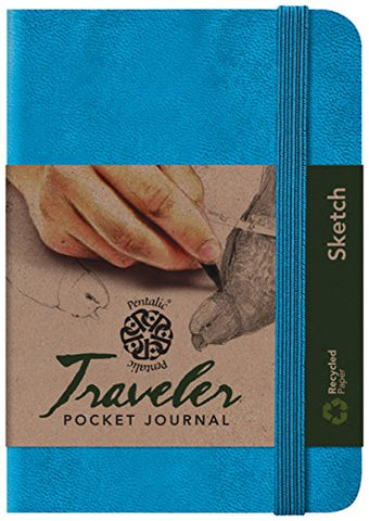 Pentalic Traveler Pocket Journal Sketch, 6" x 4", Bright Blue