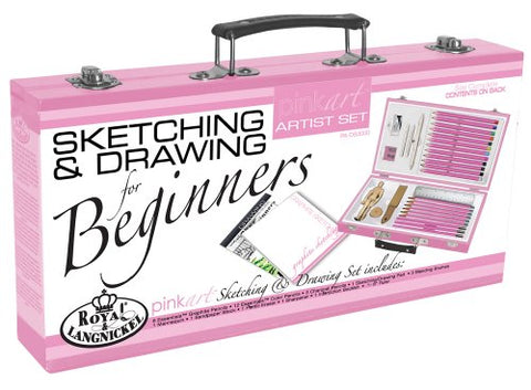 Royal & Langnickel Pink Art Beginner Artist Sketching and Drawing Wood Box Set, Sketch & Draw