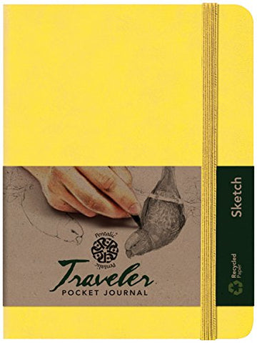 Pentalic Traveler Pocket Journal Sketch, 8" x 6", Citrine Yellow