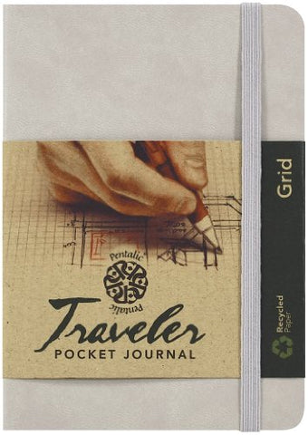 Pentalic Grid Traveler Pocket Journal, 6 by 4-Inch, Champagne