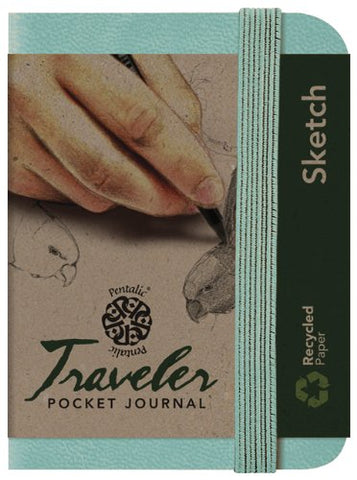 Pentalic Art Traveler Pocket Journal Sketch Book, 4" x 3", Turquoise