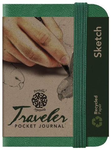 Pentalic Sketch Traveler Pocket Journal, 4" x 3", Green