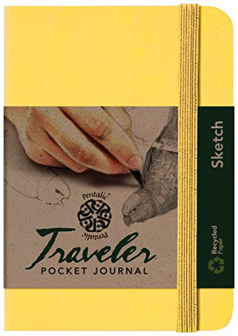 Pentalic Traveler Pocket Journal Sketch, 6" x 4", Citrine Yellow