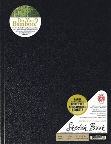 Pentalic Bamboo Hardbound 110-Sheet Sketchbook, Black, 11 by 8.5-Inch