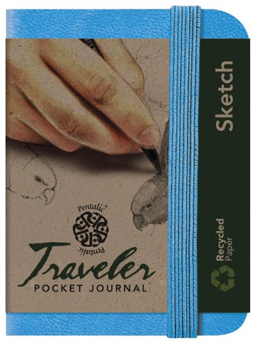 Pentalic Art Traveler Pocket Journal Sketch Book, 4" x 3", Bright Blue