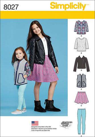 Simplicity American Sewing Guild Girls Jacket Vest Skirt Top