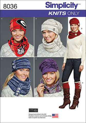 Simplicity Elaine Heigl Misses Slouch Hat Scarf Boot Cuffs