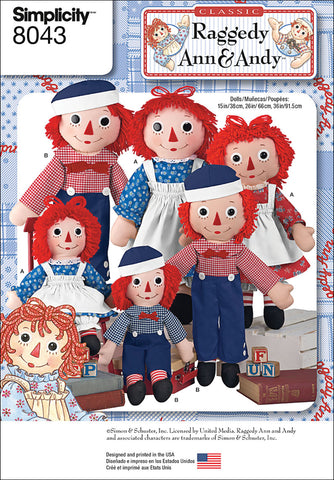 Simplicity Raggedy Ann & Andy Dolls