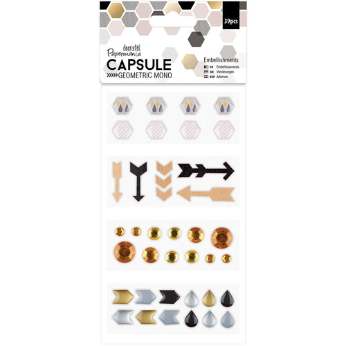 Papermania Geometric Mono Embellishments 39/Pkg