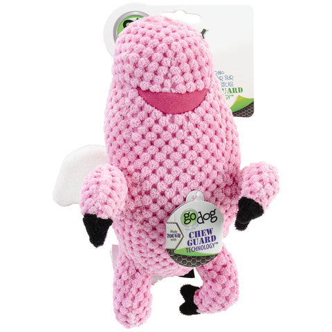 goDog Checkers Flying Pig Squeaker With Chew Guard Small