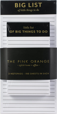 The Pink Orange Big 4"X8" & Little 3"X5" List Pads 100 Sheet