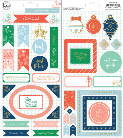 Holiday Vibes Chipboard Stickers 5.5"X11" 42/Pkg