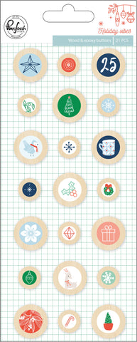 Holiday Vibes Epoxy Buttons 21/Pkg