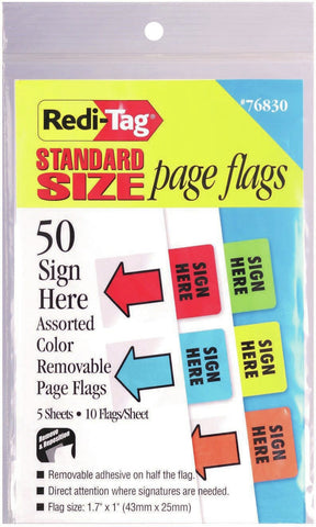 Redi-Tag Standard Page Flags - Sign Here 50/Pkg