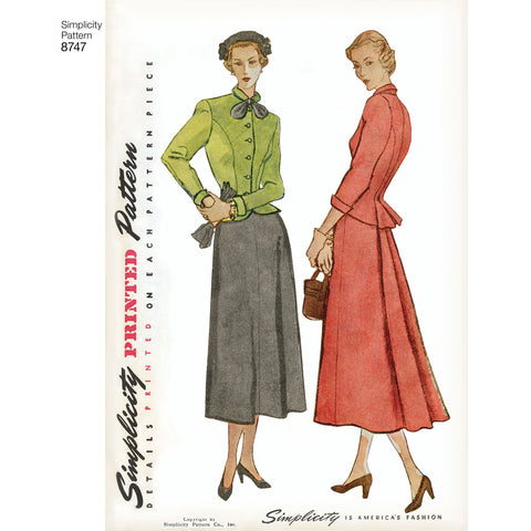 Simplicity Misses 1950S Vintage Two-Piece Suit Dress