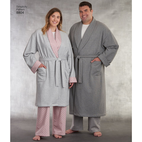 Simplicity Easy-To-Sew Womens & Mens Robe & Pants