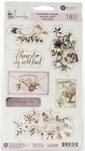 Prima Marketing Lavender Frost Chipboard Stickers 5"X8" 2/Pk