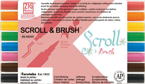 ZIG Memory System Scroll & Brush Dual-Tip Markers 8/Pkg