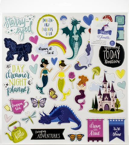 Shimelle Head In The Clouds Chipboard Stickers 12"X12" 37/Pk