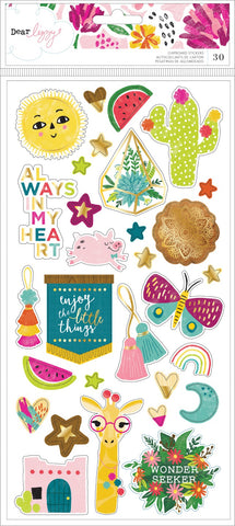 Dear Lizzy New Day Chipboard Stickers 30/Pkg