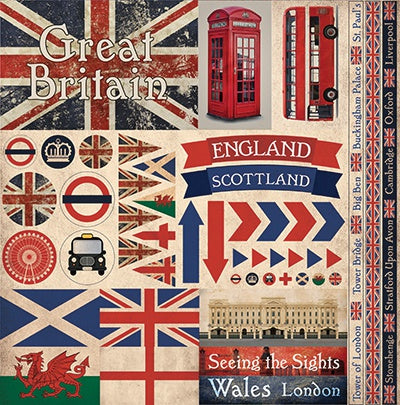 Great Britain Elements Stickers 12"X12"
